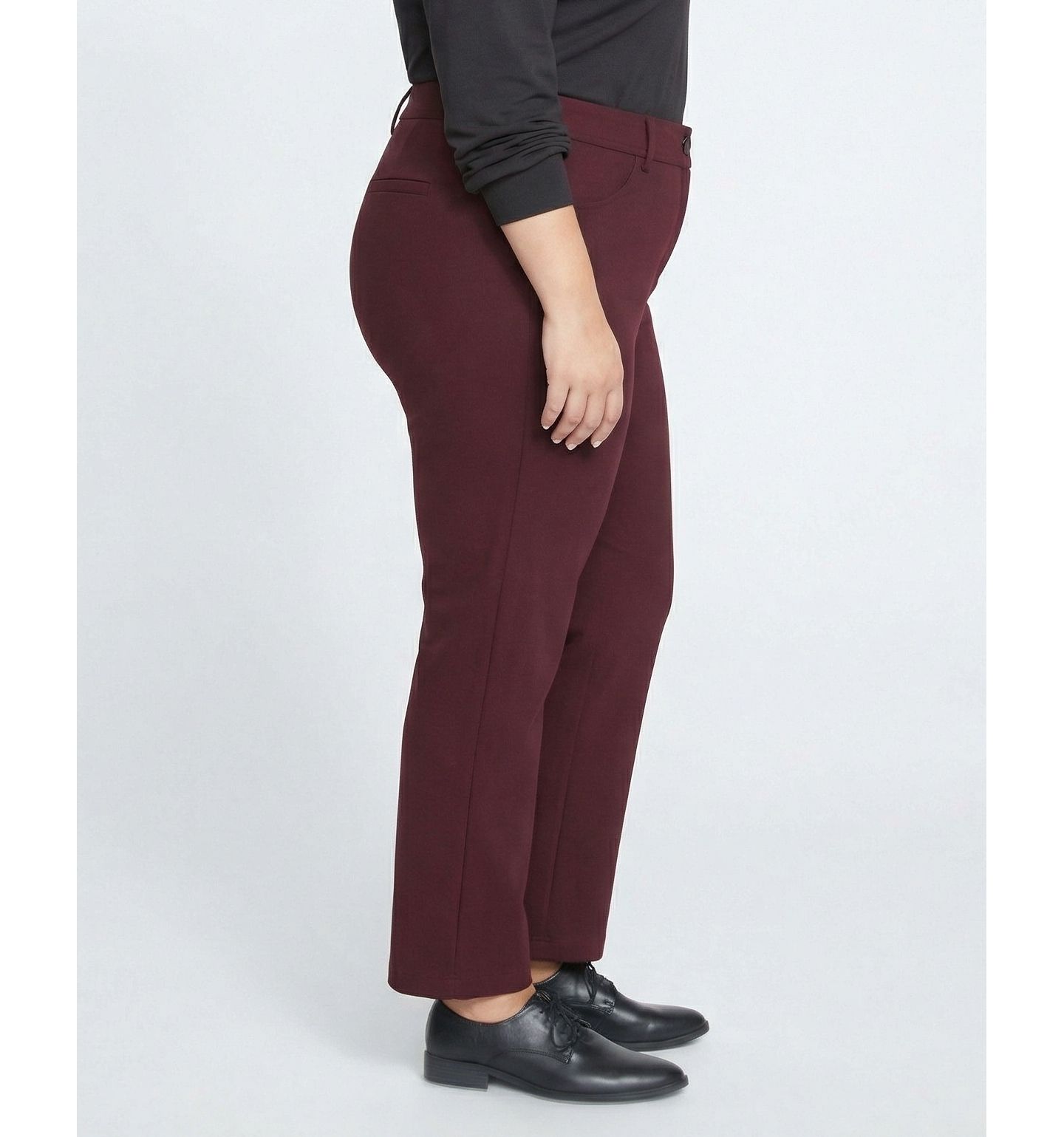 Женские брюки Universal Standard Plus Size Cigarette Ponte, цвет: Чёрный вишнёвый — фото 3