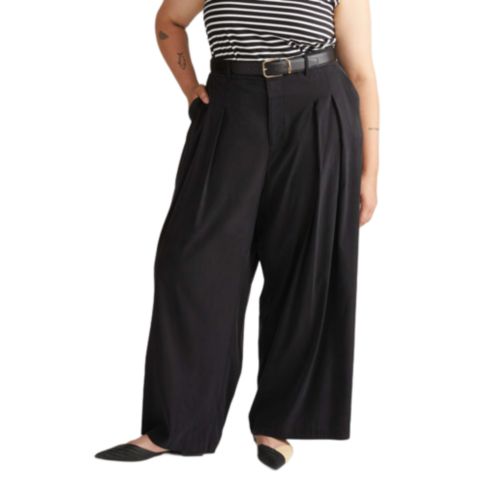 Женские брюки Universal Standard Plus Size Palais Cooling Cupro Wide Leg, цвет: Чёрный