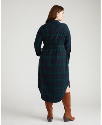 Plus Size Morgan Belted Stretch Flannel Shirtdress