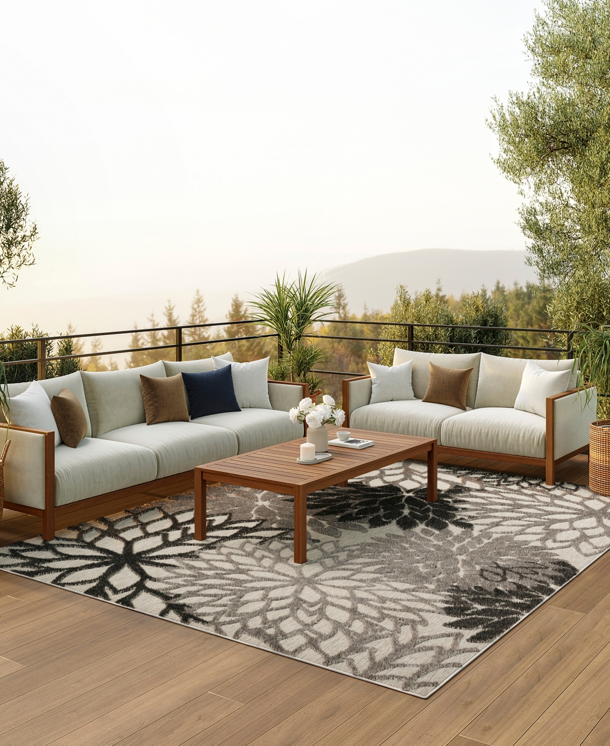 Nourison Home Aloha ALH05 Silver 7'10" x 10'6" Outdoor Area Rug