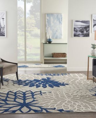 Nourison Home Aloha ALH05 Ivory and Navy 7' x 10' Outdoor Area Rug