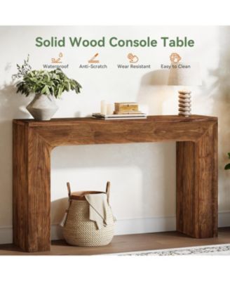 43.3" Solid Wood Console Table, Farmhouse Entryway Table with Double Base for Living Room, Behind Couch, Hallway & Foyer (Vintage)