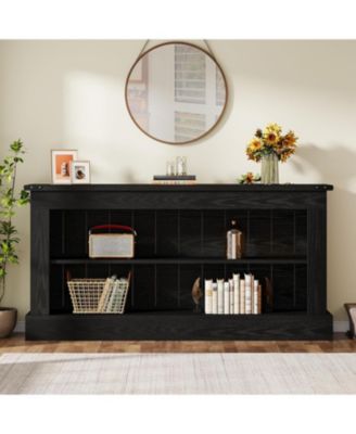 63-Inch Long Console Table for Entryway, Narrow Farmhouse Sofa Table with Shelves