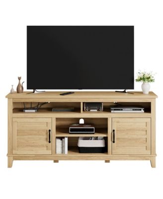 63" Rustic Farmhouse TV Stand for 70" TVs, Media Console with Height-Adjustable Shelves