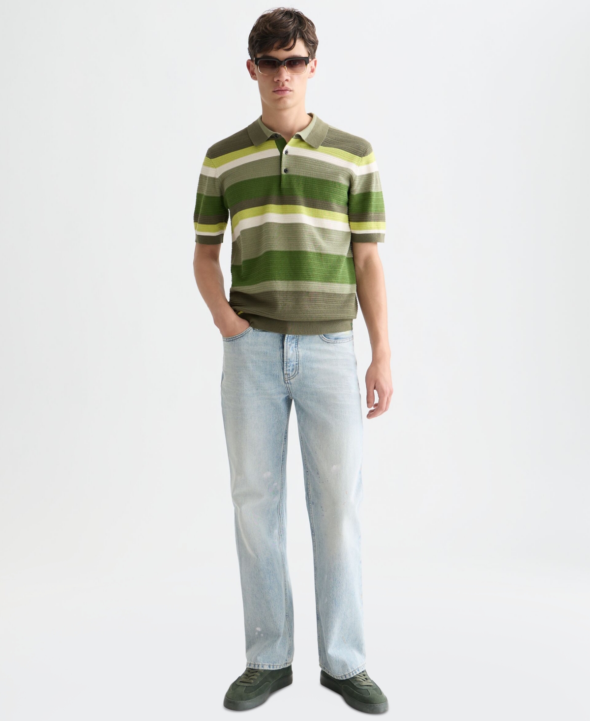 Scotch & Soda Men's Striped Knitted Polo Shirt