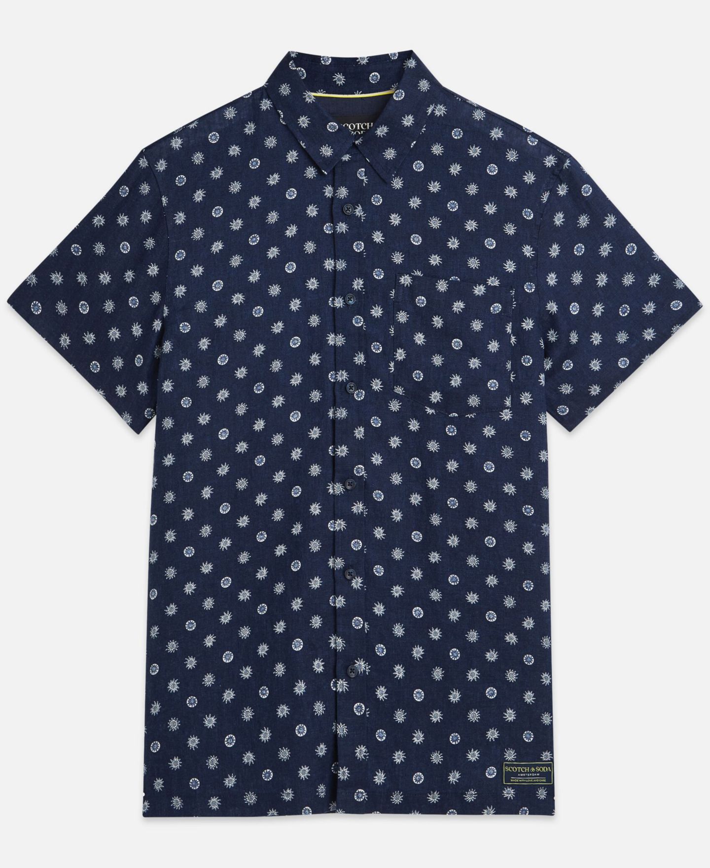 Мужская рубашка SCOTCH & SODA Linen Micro Print Short-Sleeve, цвет: Синий — фото 4