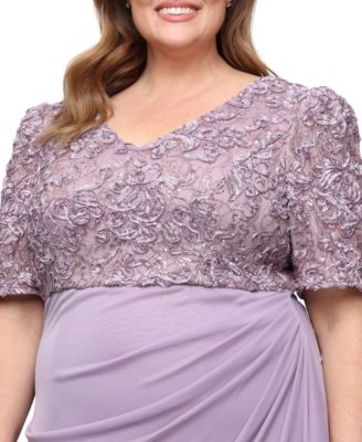 Plus Size Soutache Embellished Short-Sleeve Gown