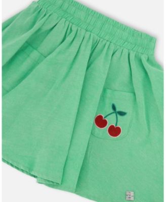 Toddler Girls Cotton Skort with Embroidery Green - Toddler|Child