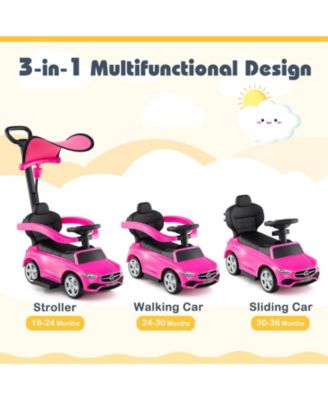 3-in-1 Ride on Push Car Mercedes-Benz Licensed Sliding Car with Canopy