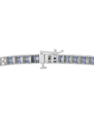 Sapphire (2-1/2 ct. t.w.) and Diamond (1/10 ct. t.w.) Bracelet in 10k White Gold