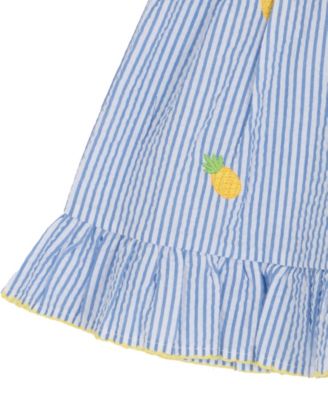 Baby Girls' Pineapple Schiffli Seersucker Square Neck Dress and Panty, 2-Piece Set
