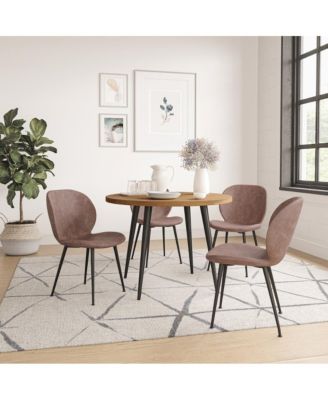 Wright Contemporary Upholstered Faux Leather Dining Chair (Set of 4)