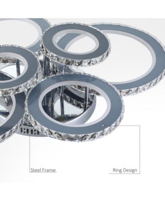 LED Hanging Chandelier Lighting Fixture w/ 6 Rings & 50,000 Hour Lifespan