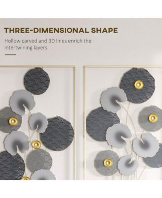 2 Pack 3D Metal Wall Art Lotus Leaves Hanging,