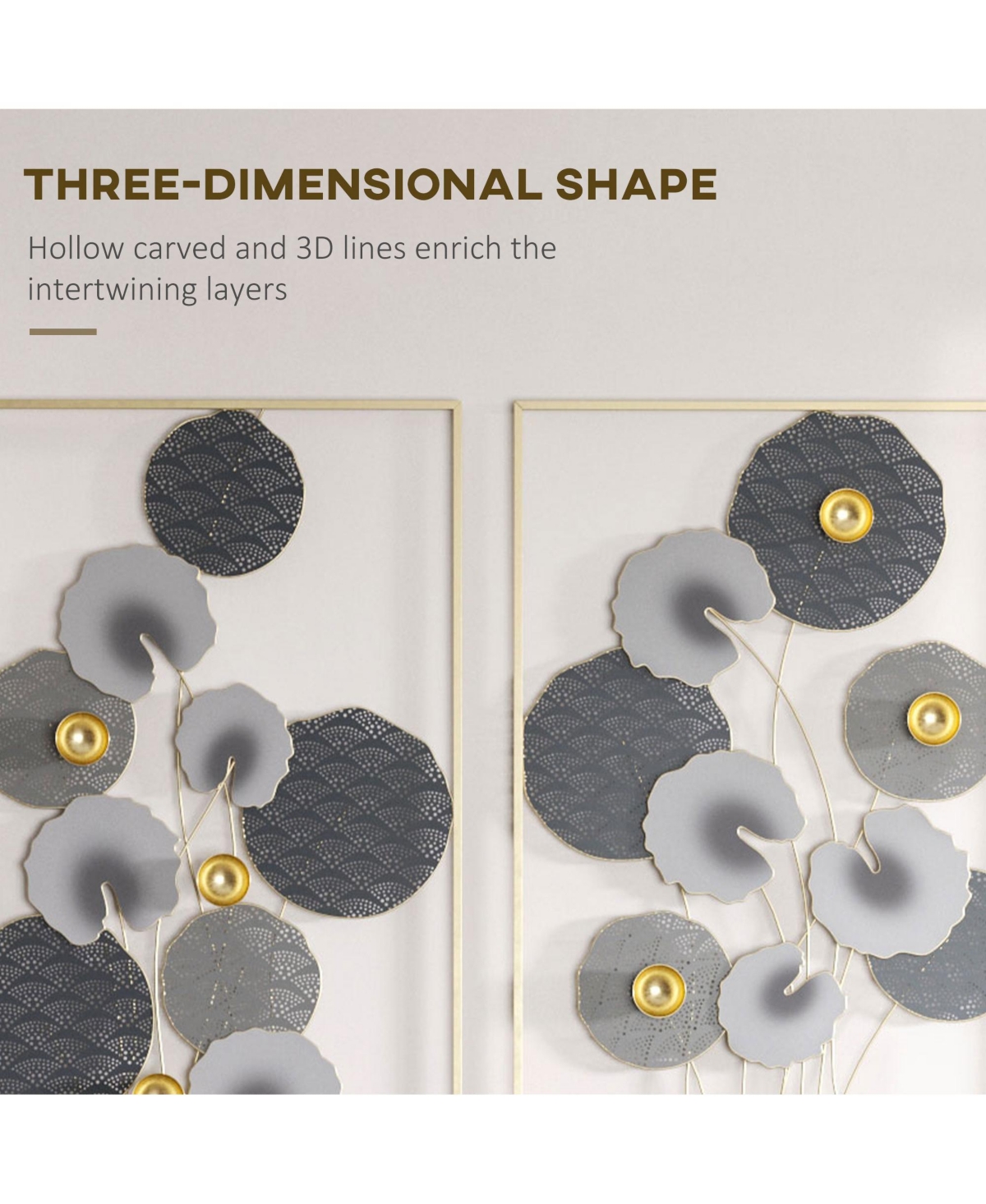 Homcom 2 Pack 3D Metal Wall Art Lotus Leaves Hanging,