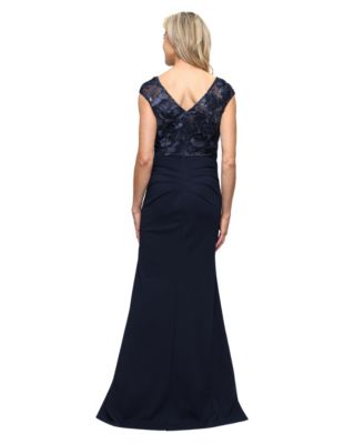 Petite Long Stretch Boat Neck Gown