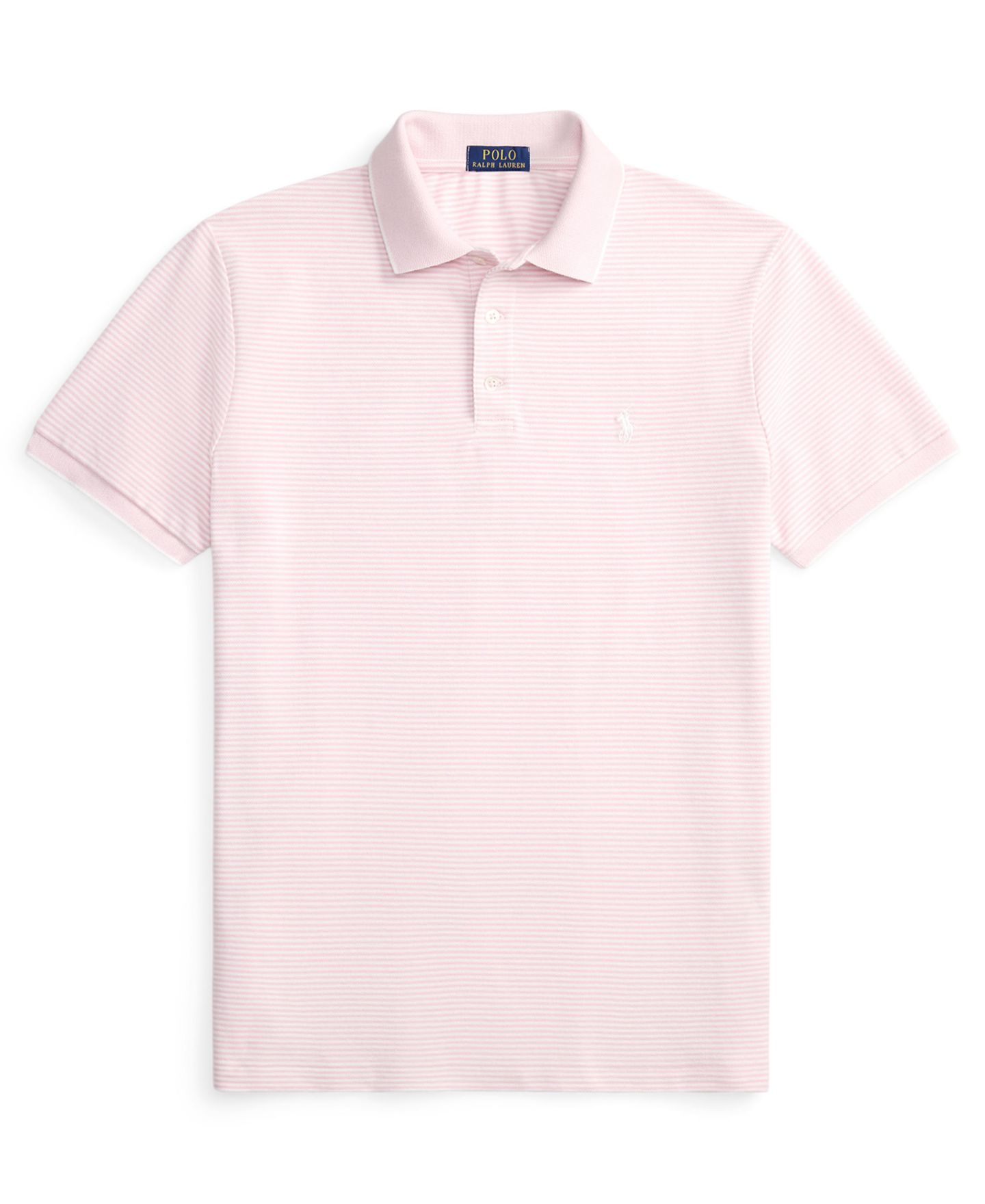 Мужское поло Polo Ralph Lauren Striped Stretch Mesh Polo Shirt, цвет: Розовый / Белый — фото 5