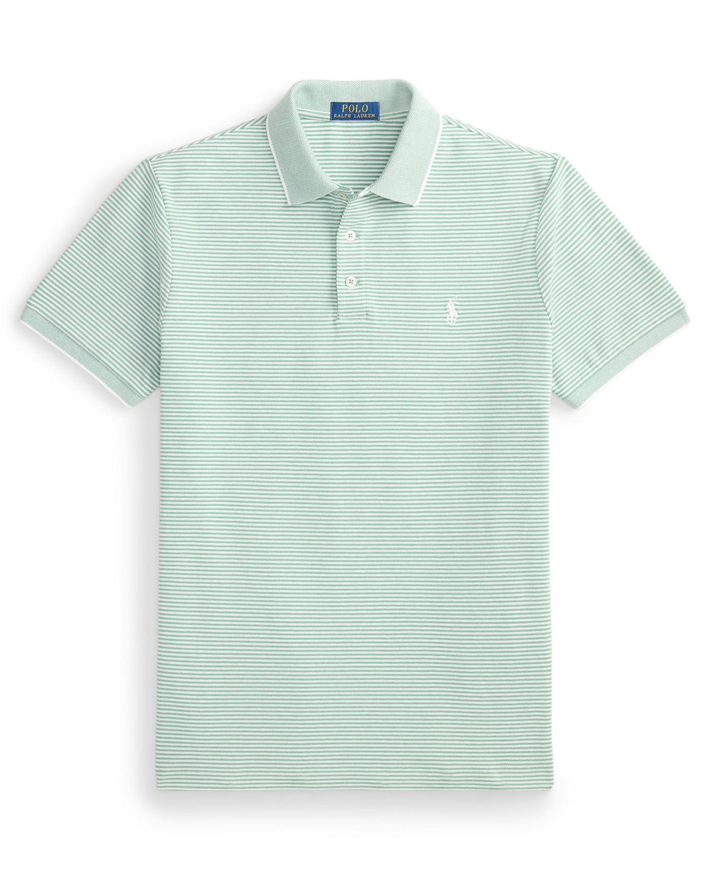 Мужское поло Polo Ralph Lauren Classic-Fit Stretch Oxford Mesh Polo Shirt, цвет: Выцветший мятный / Белый — фото 5