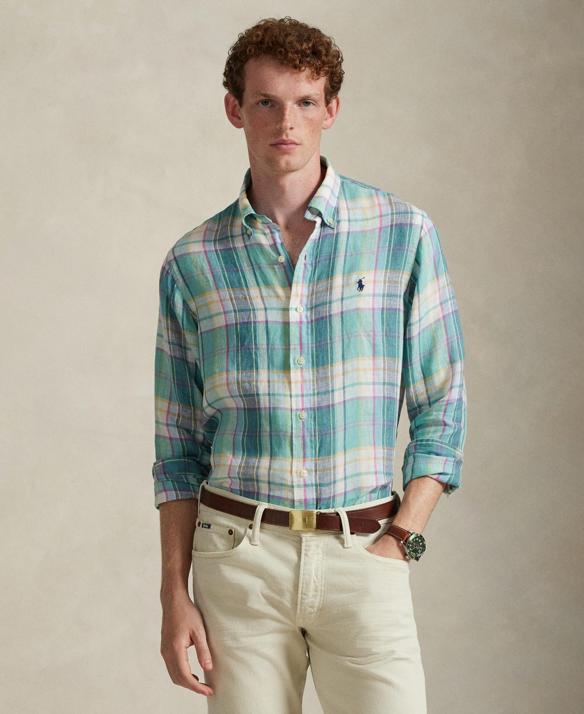 Мужские Polo Ralph Lauren Men's Classic Fit Linen Shirt — фото 1