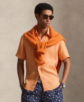 Men's Short-Sleeve Linen Button-Up