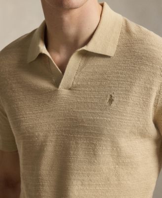 Men's Short-Sleeve Textured  Sweater Polo Shirt