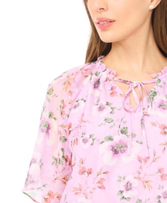 Women's Raglan Sleeves Keyhole Elastic Waist Top