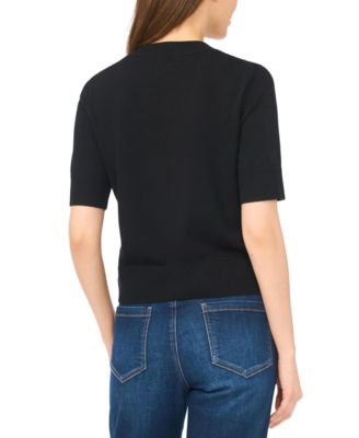 Women's V-Neck Short-Sleeve Cardigan Sweater