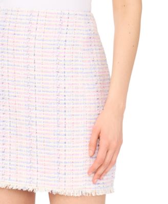 Women's Frayed Tweed Princess Seam Mini Skirt