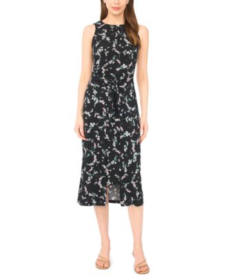 Women's Sleeveless Wrap Knit Crew Neck Midi Dress