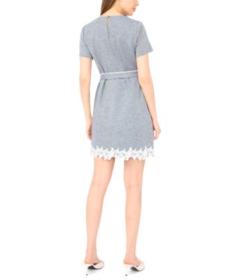 Women's Short Sleeve Lace Hem Mini Dress