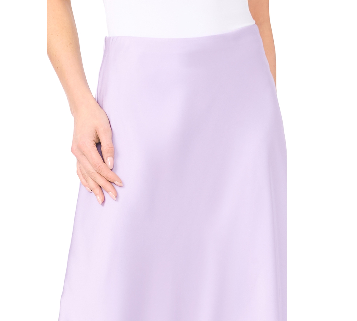 CeCe Women's A-line Side-Zip Satin Midi Skirt