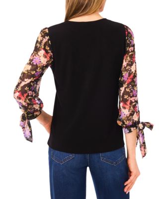 Women's Mixed Media Crew Neck Top