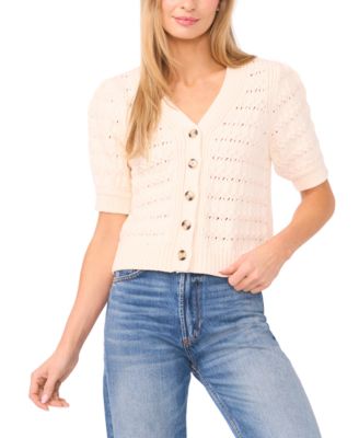 Women's Short-Sleeve V-Neck Cardigan
