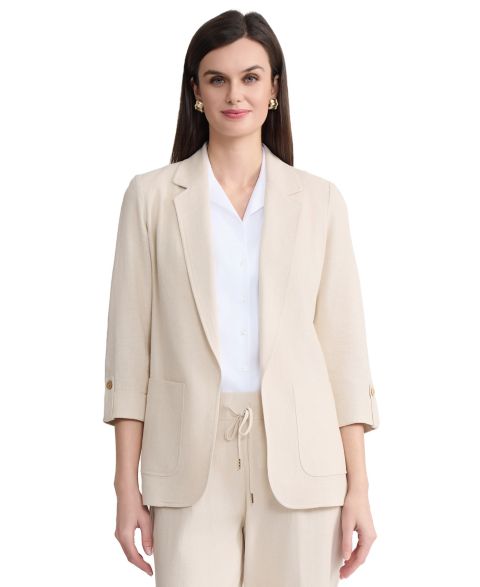 Женские куртки Jones New York Notch Collar Linen-Blend Jacket