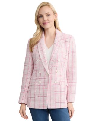 Women's One-Button Notch Collar Tweed Jacket