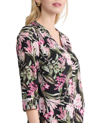 Women's Printed 3/4-Sleeve V-Neck Tunic