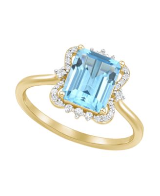 Swiss Blue Topaz (2-3/4 ct. t.w.) and Diamond Ring in 14k Yellow Gold (also available in Amethyst and Onyx)