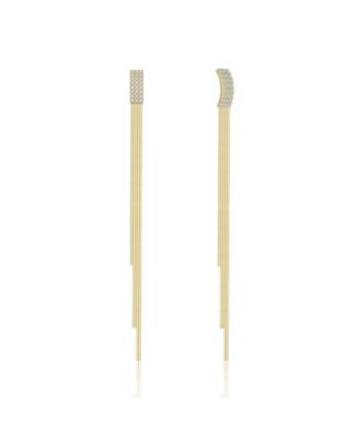 Brilliant 14K Gold Plated CZ Linear Drop Earrings