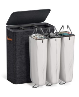 3-Compartment Laundry Basket with Removable Laundry Bag - Durable Organizer for Bathroom, Bedroom, or Laundry Room - Space Saving Design
