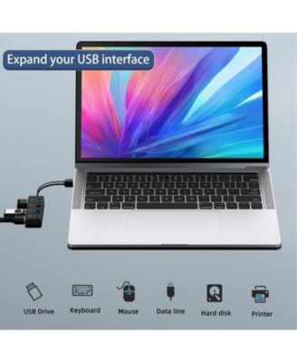 USB 3.0 Hub 4-Port - with Individual LED Power Switches, for Laptop/PC/Mac, Ideal for Home Office & Gaming.