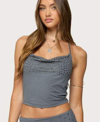 Women's Klara Studded Cowl Neck Halter Top