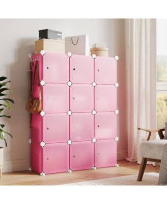 Space-Saving Modular Shoe Storage Cabinet – 12-Cube Stackable Organizer with Doors