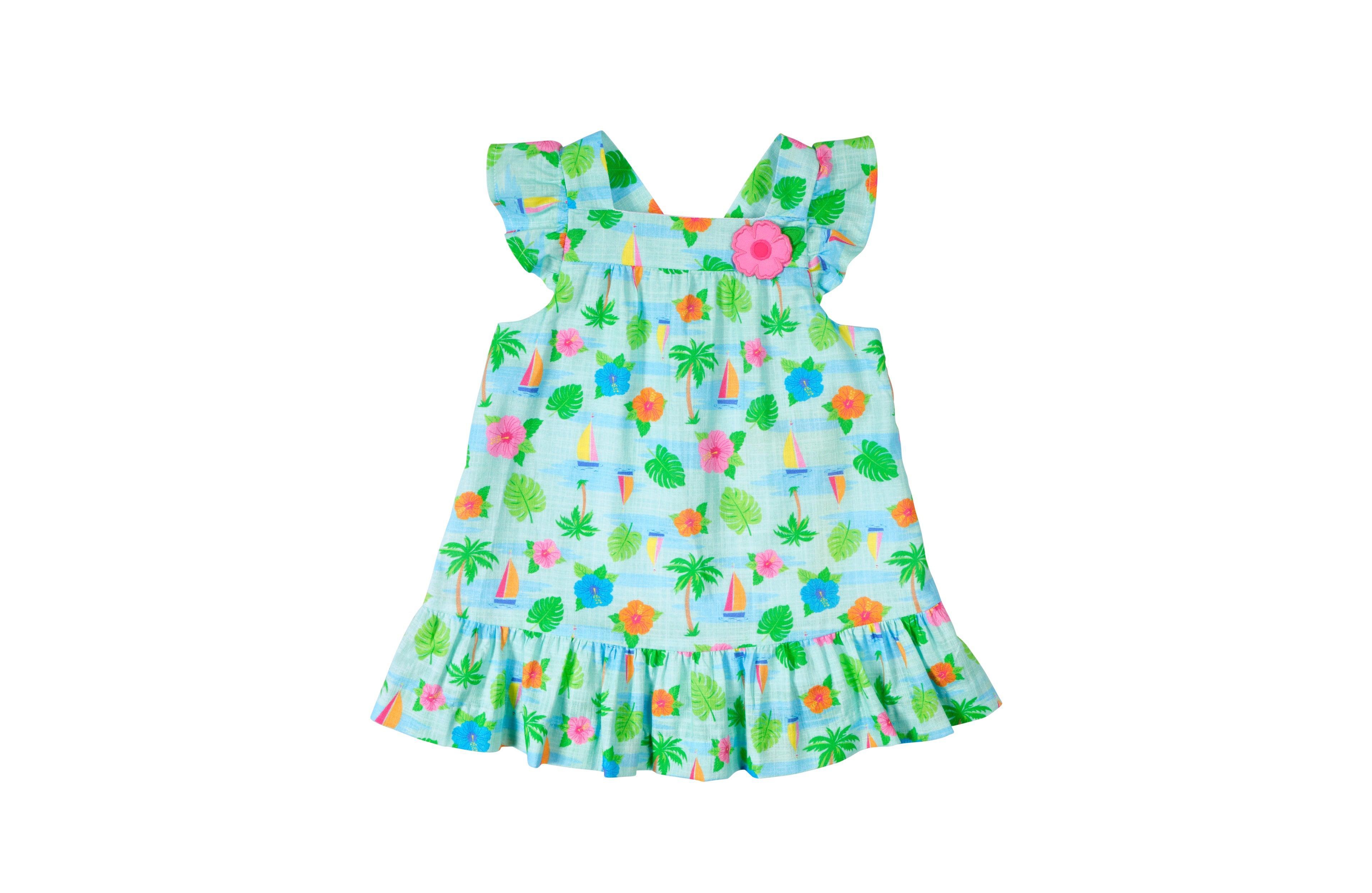 Florence Eiseman Baby Girls Printed Linen Look Dress With Flower