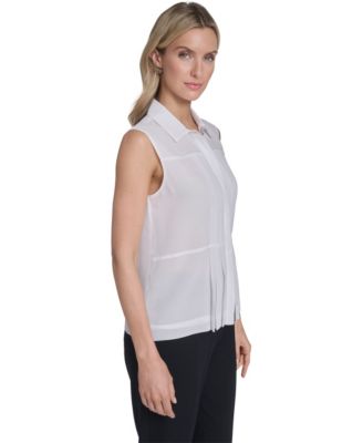Women's Sleeveless Pleated Front Blouse