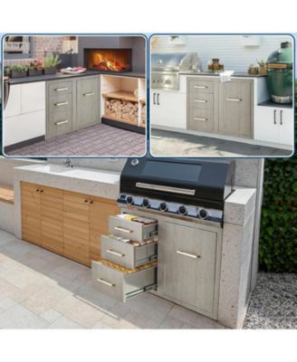 PeakPursuit Stainless Steel Outdoor Kitchen Door Drawer Combo - Triple Drawers & Access Door, Propane Storage & Adjustable Garbage Ring