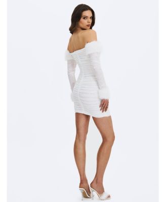 Women's Lani Lace Off-Shoulder Ruched Mini Dress