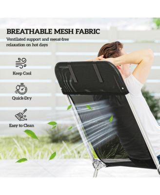 Foldable Reclining Pool & Beach Chair w/ Pillow,