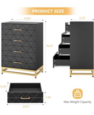 Wooden Dresser for Bedroom, Dressers & Chest of Drawers with 4 Drawer, Wood nightstand for Storage and Organization