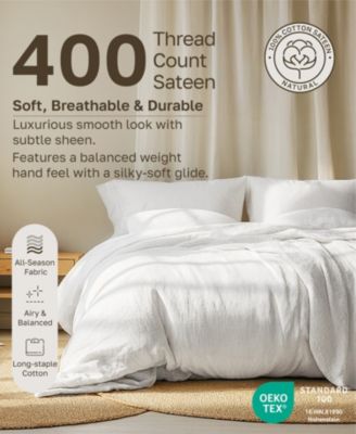 6 Piece Sheet Set with 4 Pillowcases - 400 Thread Count 100% Cotton Sateen - Deep Pocket