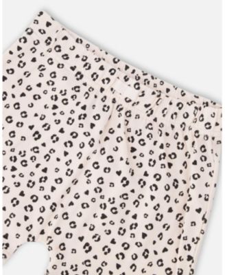 Baby Girls cotton jersey top and shorts set in peach animal print